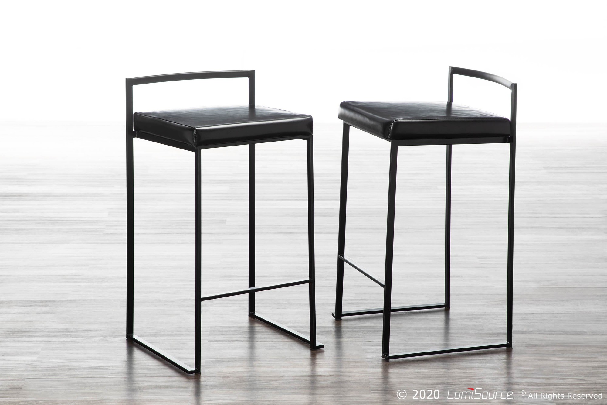 Fuji Black Contemporary Stackable Counter Stools (Set of 2) 1 Fuji Black Contemporary Stackable Counter Stools (Set of 2)