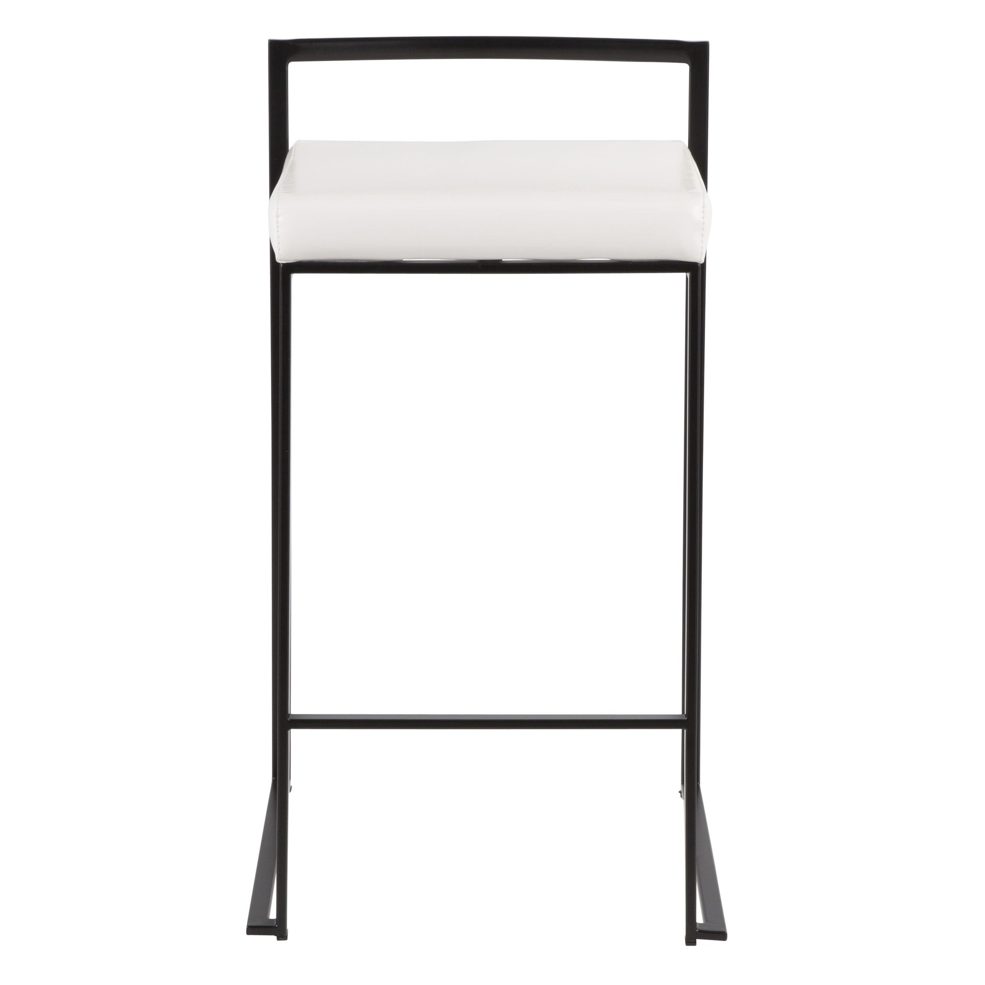 Fuji Black Contemporary Stackable Counter Stools White Faux Leather (Set of 2) 11 Fuji Black Contemporary Stackable Counter Stools White Faux Leather (Set of 2) - Image 11