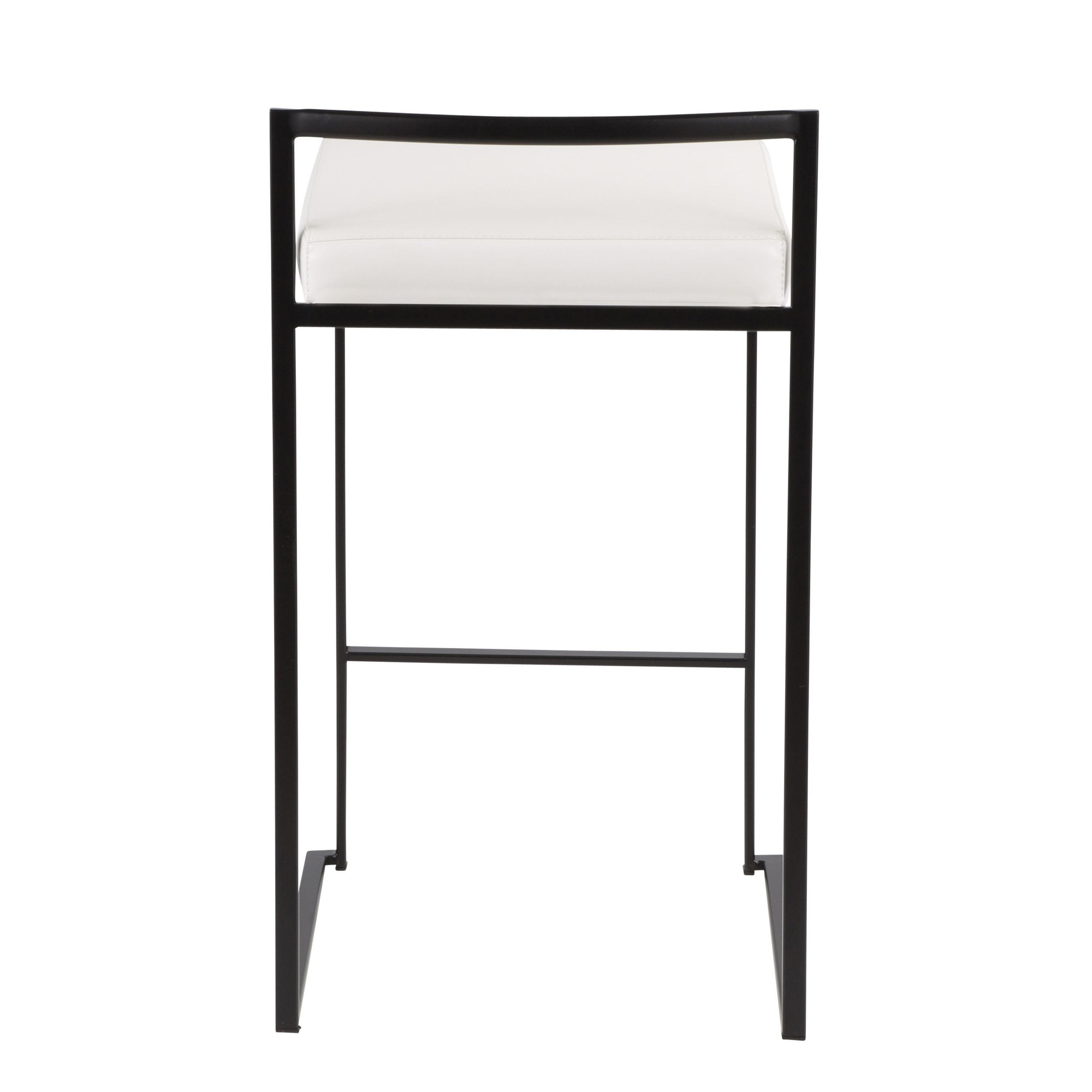 Fuji Black Contemporary Stackable Counter Stools White Faux Leather (Set of 2) 10 Fuji Black Contemporary Stackable Counter Stools White Faux Leather (Set of 2) - Image 10