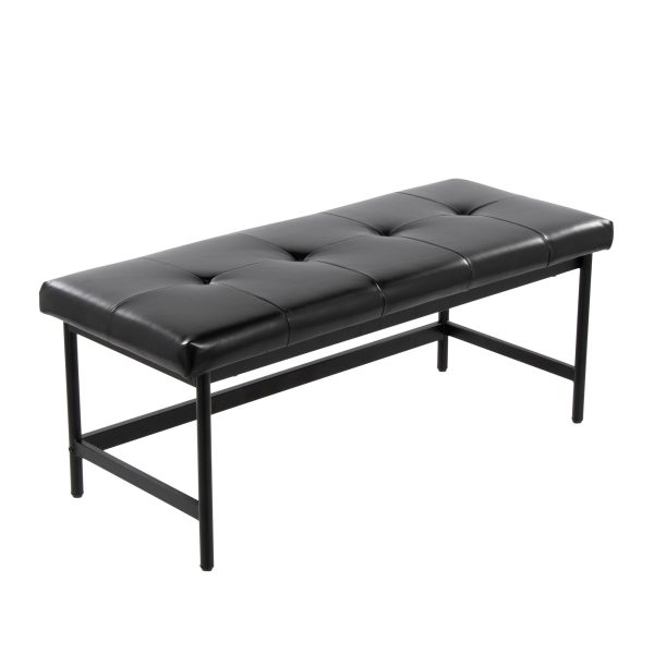 Fuji Black Faux Leather Contemporary Bench Black Metal Frame 2