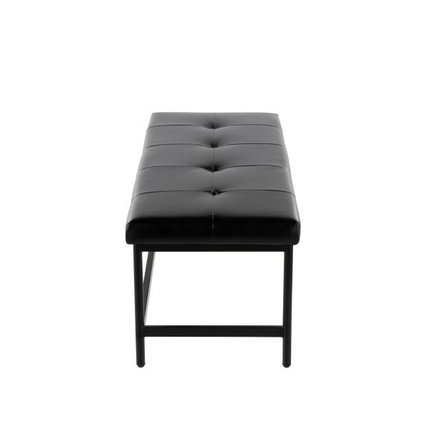 Fuji Black Faux Leather Contemporary Bench Black Metal Frame 3