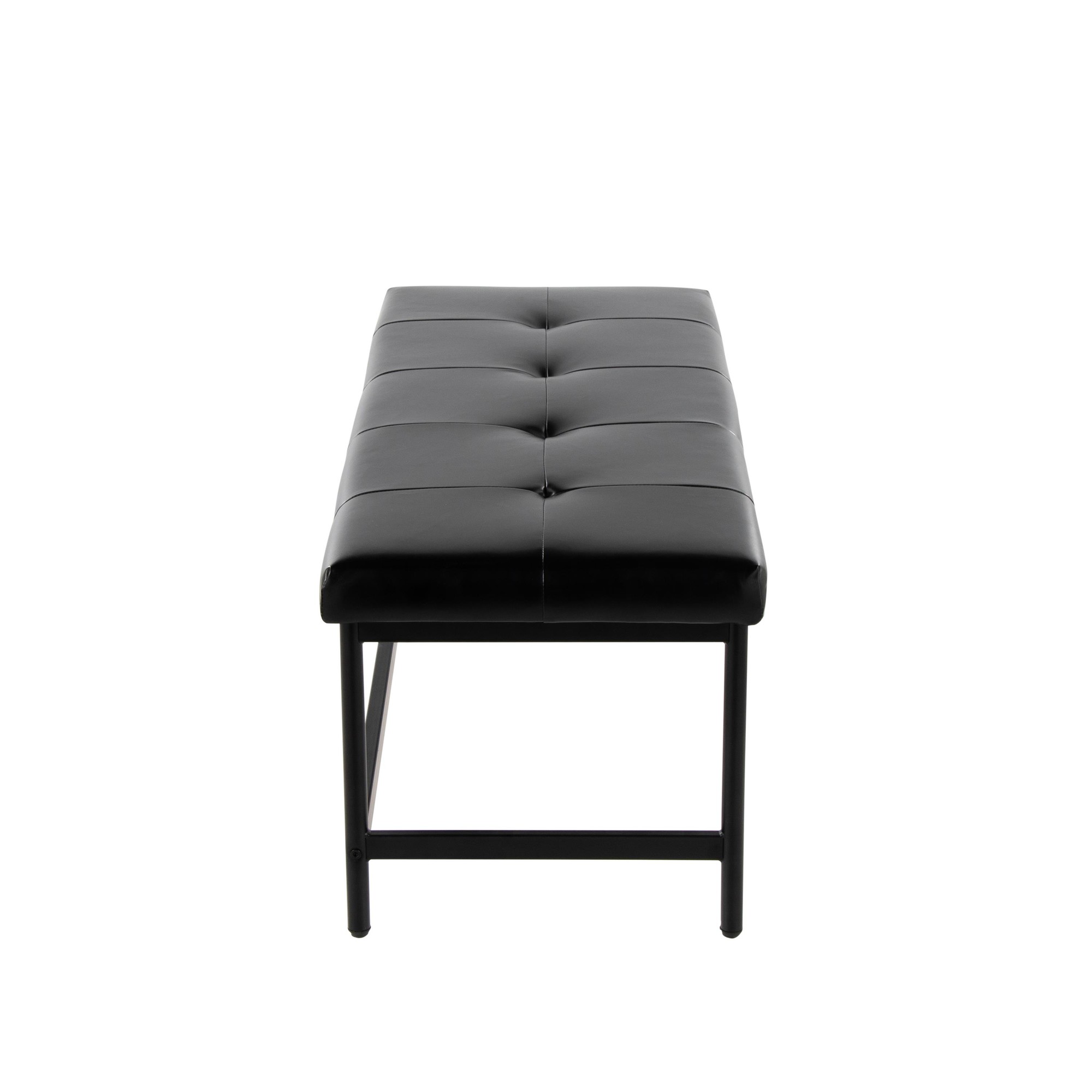 Fuji Black Faux Leather Contemporary Bench Black Metal Frame 4 Fuji Black Faux Leather Contemporary Bench Black Metal Frame - Image 4