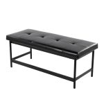 Fuji Black Faux Leather Contemporary Bench Black Metal Frame 15 Fuji Black Faux Leather Contemporary Bench Black Metal Frame