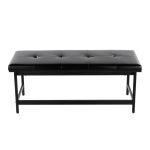Fuji Black Faux Leather Contemporary Bench Black Metal Frame 16 Fuji Black Faux Leather Contemporary Bench Black Metal Frame