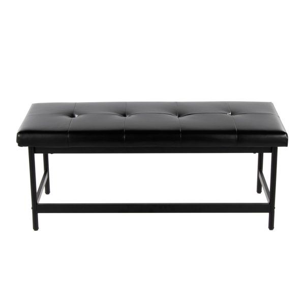 Fuji Black Faux Leather Contemporary Bench Black Metal Frame 5
