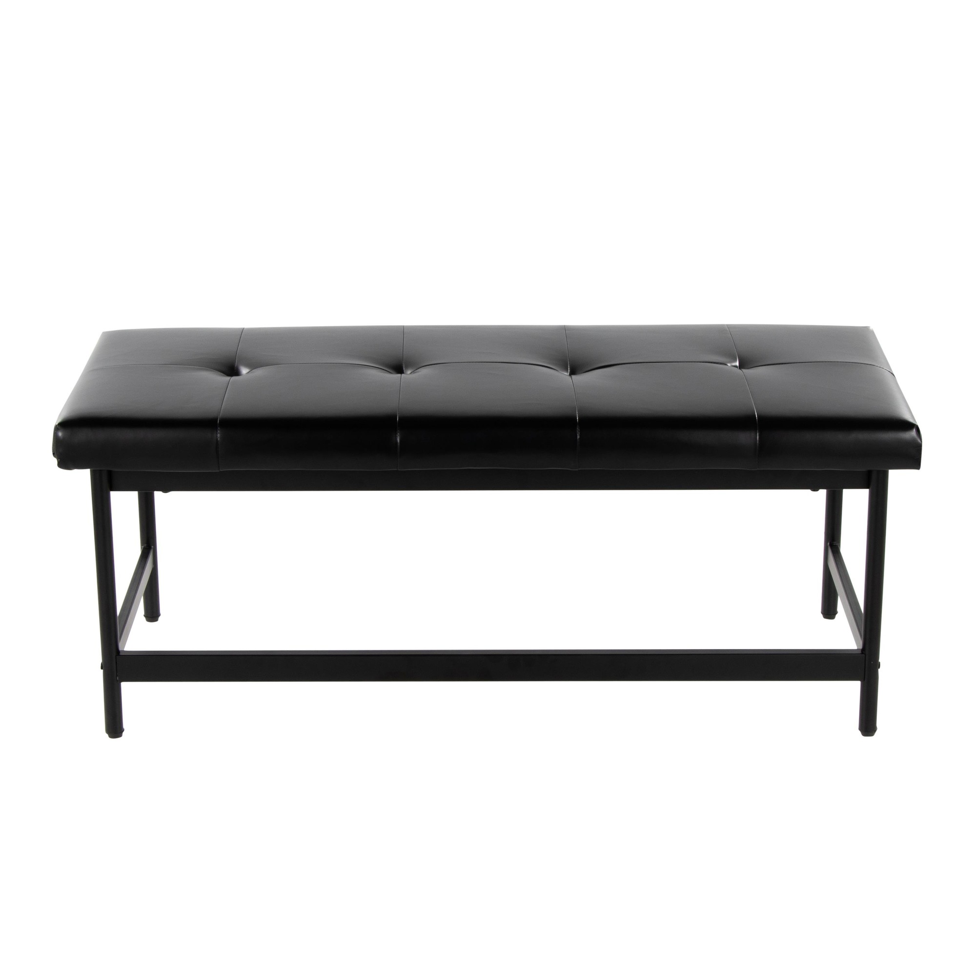 Fuji Black Faux Leather Contemporary Bench Black Metal Frame 6 Fuji Black Faux Leather Contemporary Bench Black Metal Frame - Image 6