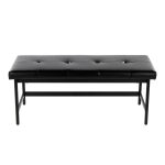 Fuji Black Faux Leather Contemporary Bench Black Metal Frame 17 Fuji Black Faux Leather Contemporary Bench Black Metal Frame
