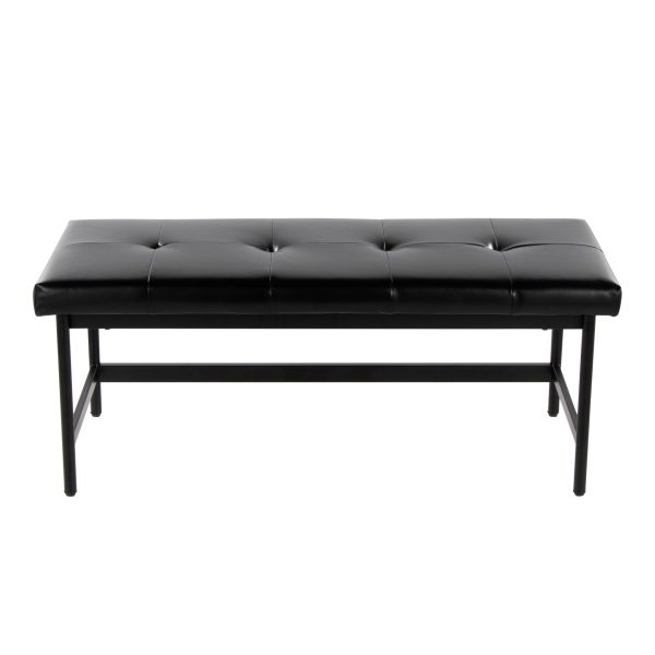 Fuji Black Faux Leather Contemporary Bench Black Metal Frame 6