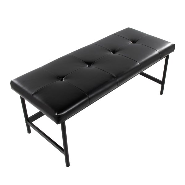 Fuji Black Faux Leather Contemporary Bench Black Metal Frame 7