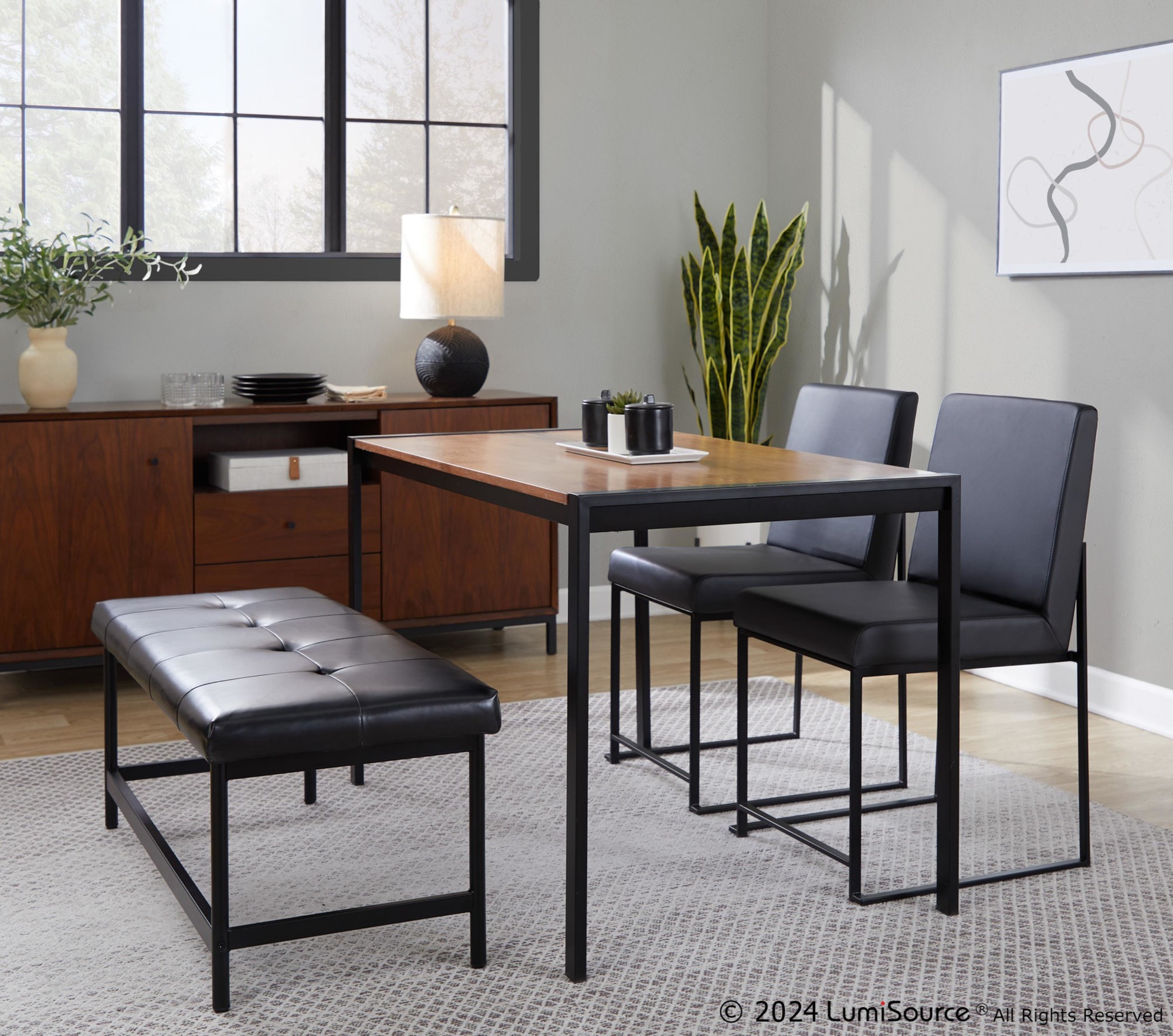 Fuji Black Faux Leather Contemporary Bench Black Metal Frame 1 Fuji Black Faux Leather Contemporary Bench Black Metal Frame