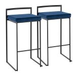 Fuji Black Metal Blue Velvet Contemporary Stackable Barstools (Set of 2) 10 Fuji Black Metal Blue Velvet Contemporary Stackable Barstools (Set of 2)
