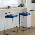 Fuji Black Metal Blue Velvet Contemporary Stackable Barstools (Set of 2) 9 Fuji Black Metal Blue Velvet Contemporary Stackable Barstools (Set of 2)