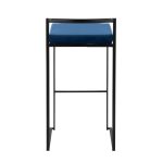 Fuji Black Metal Blue Velvet Contemporary Stackable Barstools (Set of 2) 14 Fuji Black Metal Blue Velvet Contemporary Stackable Barstools (Set of 2)