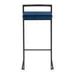 Fuji Black Metal Blue Velvet Contemporary Stackable Barstools (Set of 2) 15 Fuji Black Metal Blue Velvet Contemporary Stackable Barstools (Set of 2)