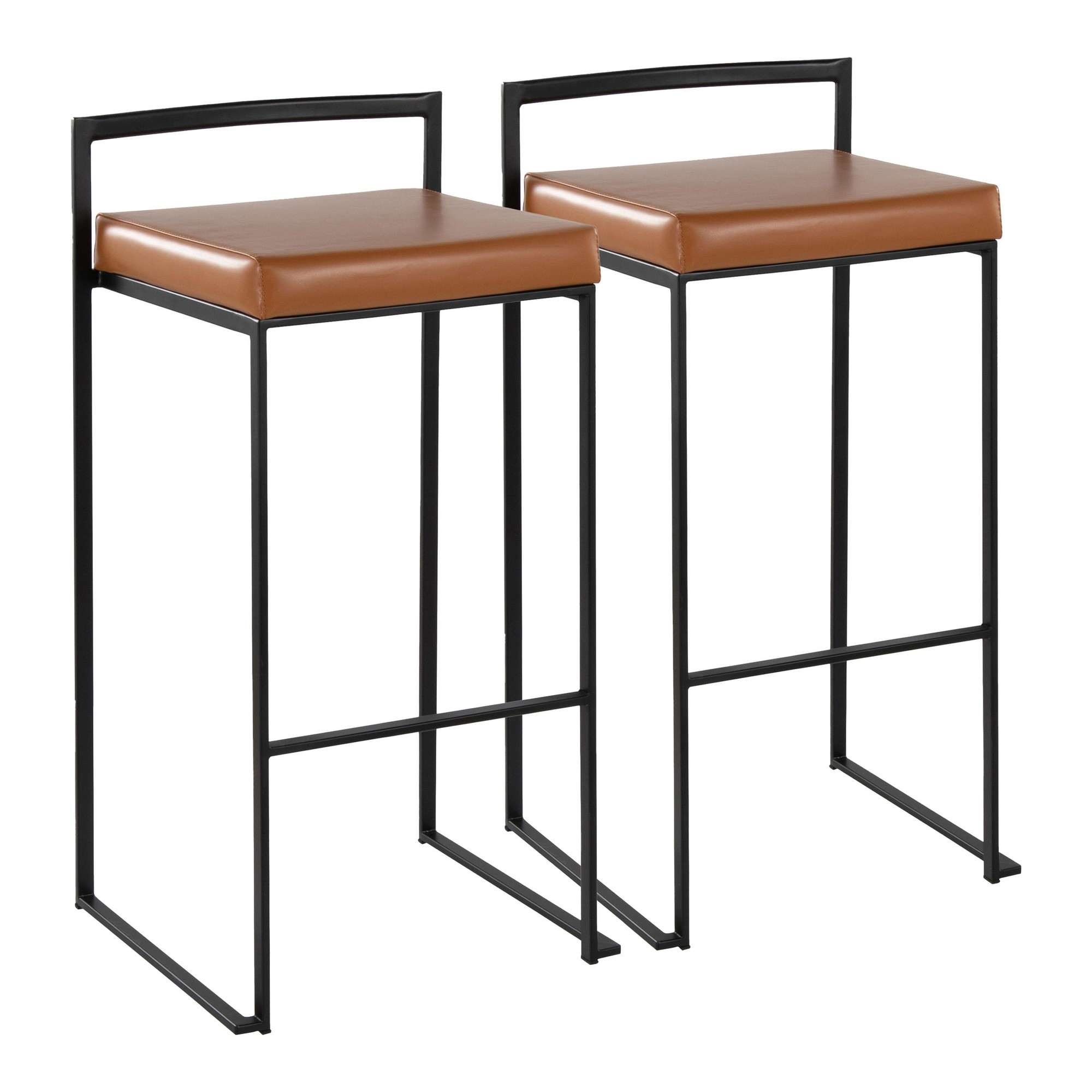 Fuji Black Metal Camel Contemporary Stackable Barstools 30" (Set of 2) 2 Fuji Black Metal Camel Contemporary Stackable Barstools 30" (Set of 2) - Image 2