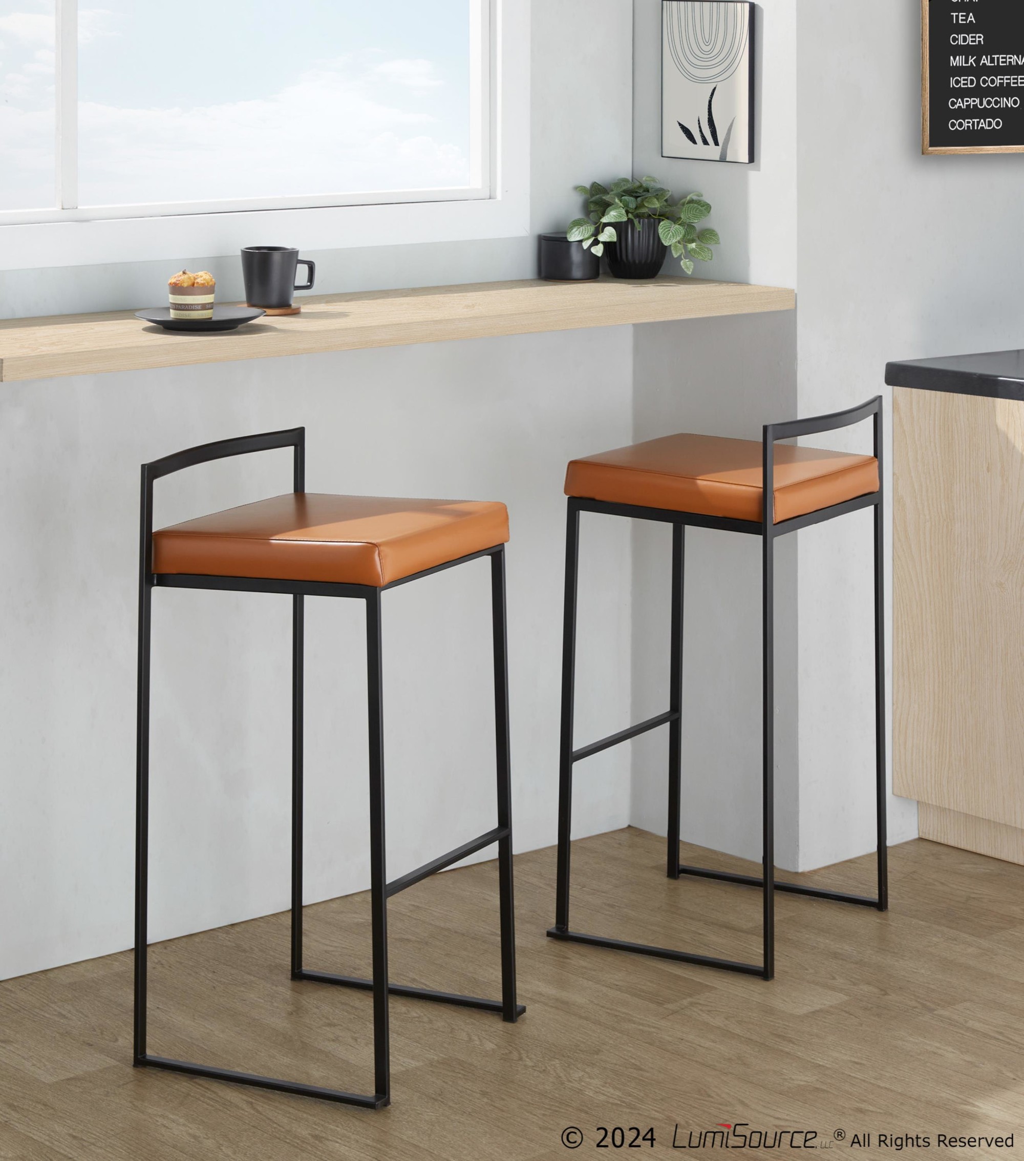 Fuji Black Metal Camel Contemporary Stackable Barstools 30" (Set of 2) 1 Fuji Black Metal Camel Contemporary Stackable Barstools 30" (Set of 2)