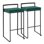 Fuji Black Metal Green Velvet Contemporary Stackable Barstools (Set of 2) 10 Fuji Black Metal Green Velvet Contemporary Stackable Barstools (Set of 2)