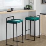 Fuji Black Metal Green Velvet Contemporary Stackable Barstools (Set of 2) 9 Fuji Black Metal Green Velvet Contemporary Stackable Barstools (Set of 2)