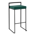 Fuji Black Metal Green Velvet Contemporary Stackable Barstools (Set of 2) 11 Fuji Black Metal Green Velvet Contemporary Stackable Barstools (Set of 2)