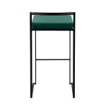 Fuji Black Metal Green Velvet Contemporary Stackable Barstools (Set of 2) 14 Fuji Black Metal Green Velvet Contemporary Stackable Barstools (Set of 2)