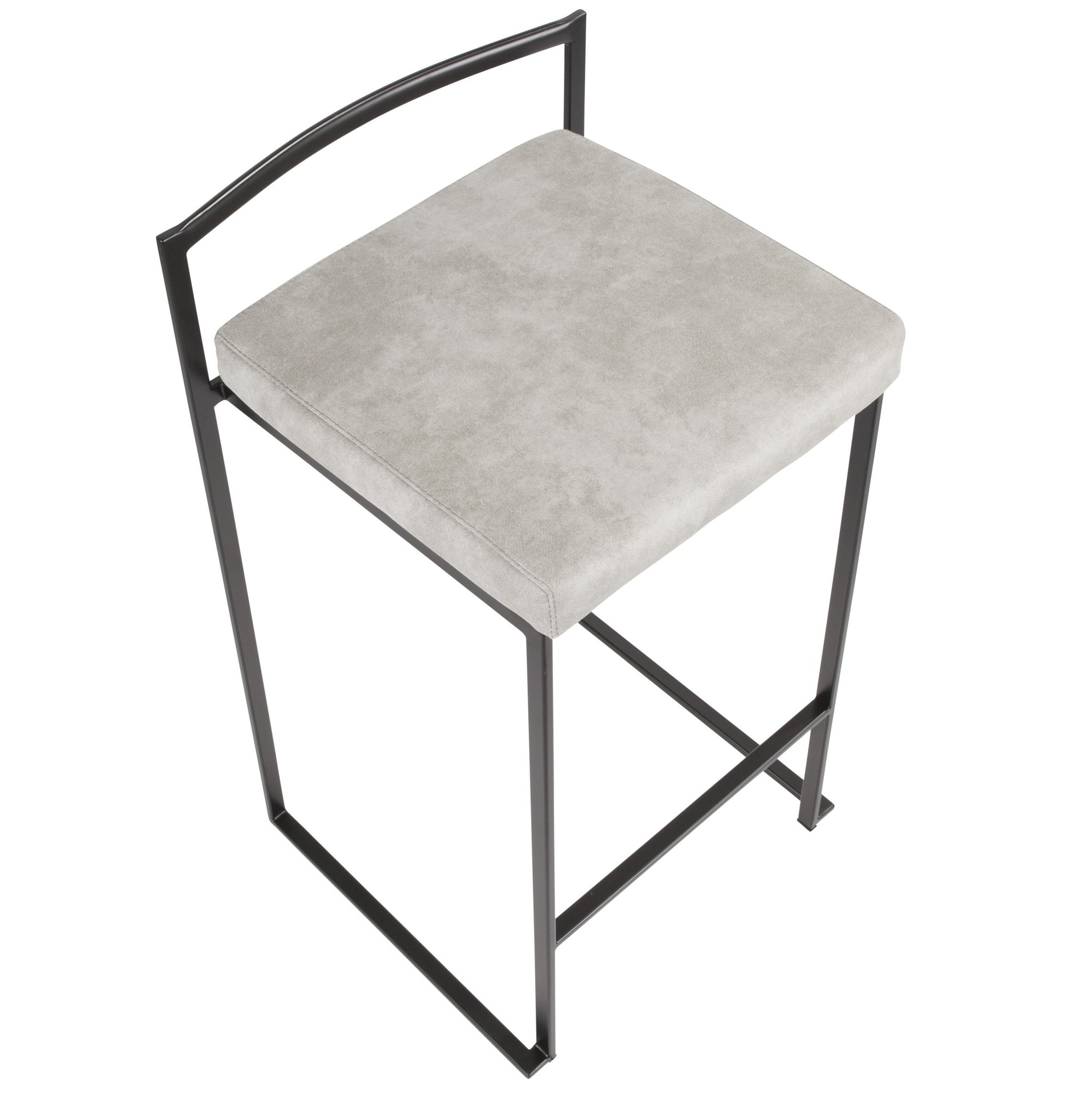 Fuji Black Stackable Cowboy Fabric Contemporary Counter Stool (Set of 2) 12 Fuji Black Stackable Cowboy Fabric Contemporary Counter Stool (Set of 2) - Image 12