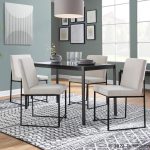 Fuji Black Steel Beige Fabric High-Back Dining Chairs (Set of 2)