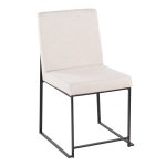 Fuji Black Steel Beige Fabric High-Back Dining Chairs (Set of 2)