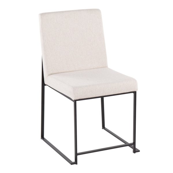 Fuji Black Steel Beige Fabric High Back Dining Chairs Set of 2 5
