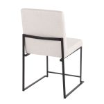Fuji Black Steel Beige Fabric High-Back Dining Chairs (Set of 2)