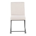 Fuji Black Steel Beige Fabric High-Back Dining Chairs (Set of 2)