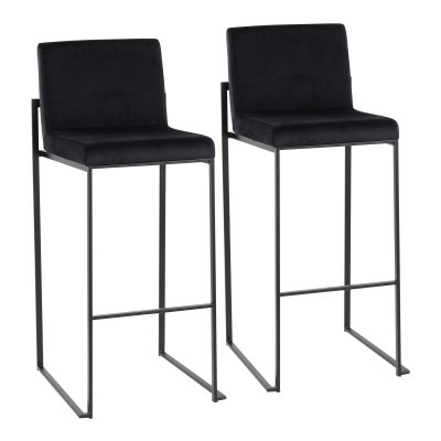 Fuji Black Steel Black Velvet Contemporary Barstool (Set of 2)