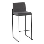 Fuji Black Steel Charcoal Fabric Contemporary Barstool 30 (Set of 3) 11 Fuji Black Steel Charcoal Fabric Contemporary Barstool 30 (Set of 3)