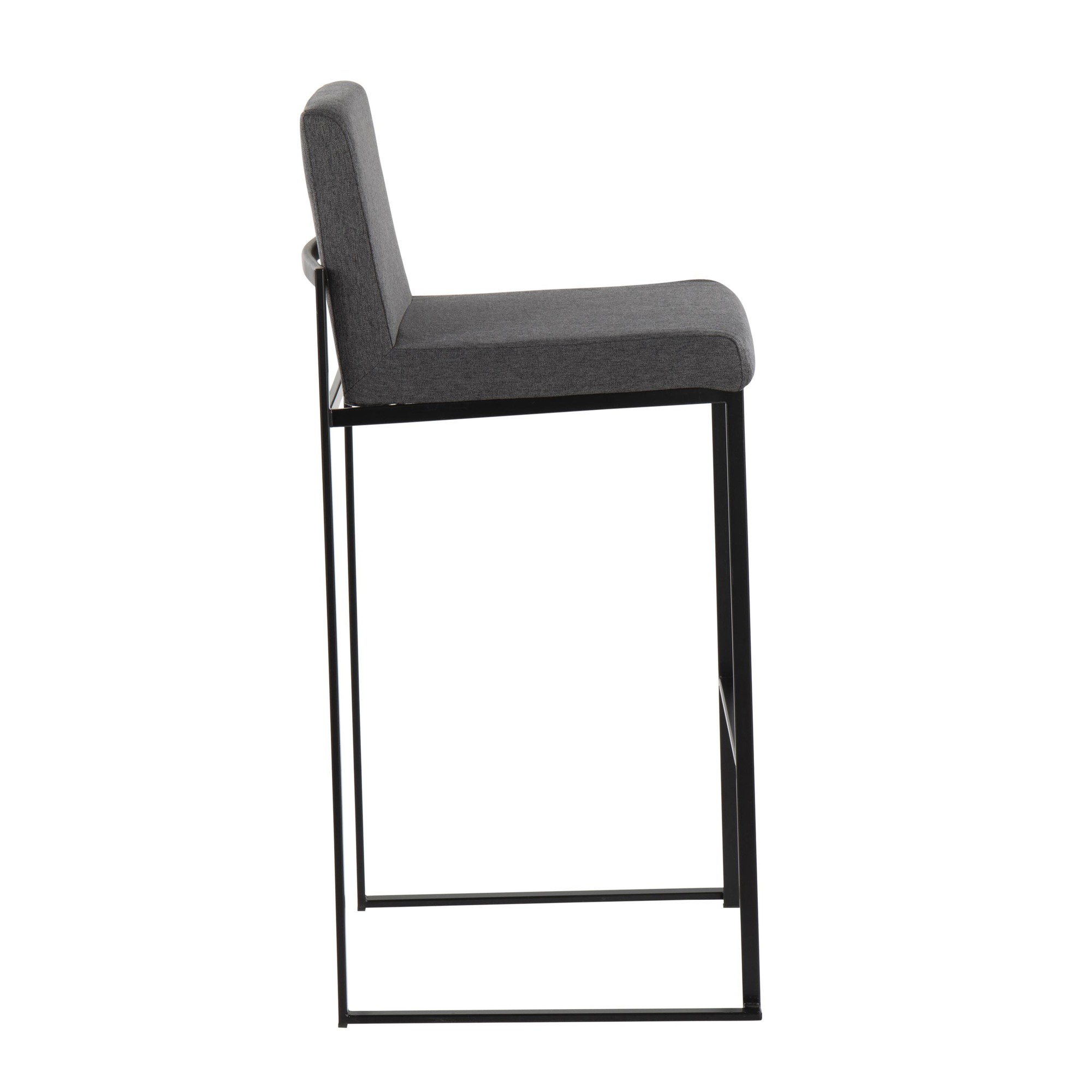 Fuji Black Steel Charcoal Fabric Contemporary Barstool 30 (Set of 3) 3 Fuji Black Steel Charcoal Fabric Contemporary Barstool 30 (Set of 3) - Image 3