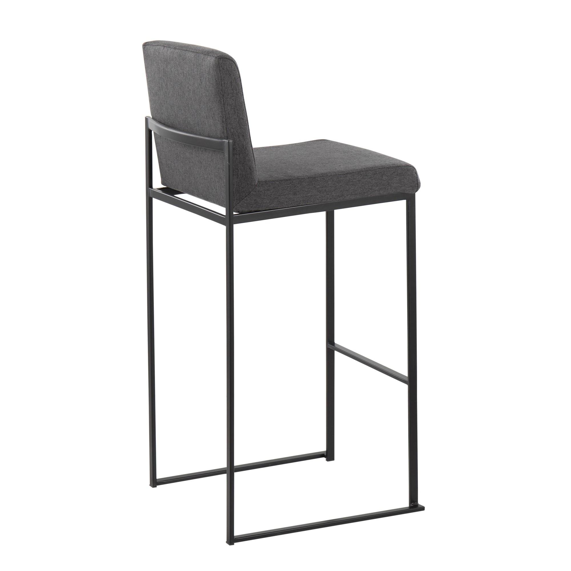 Fuji Black Steel Charcoal Fabric Contemporary Barstool 30 (Set of 3) 4 Fuji Black Steel Charcoal Fabric Contemporary Barstool 30 (Set of 3) - Image 4