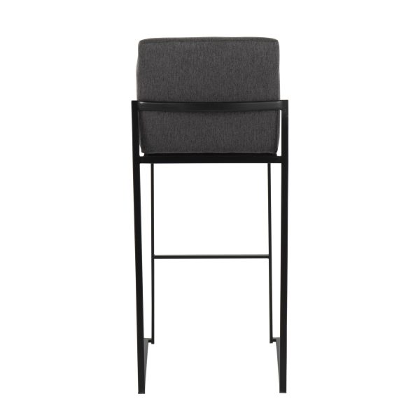 Fuji Black Steel Charcoal Fabric Contemporary Barstool 30 Set of 3 4