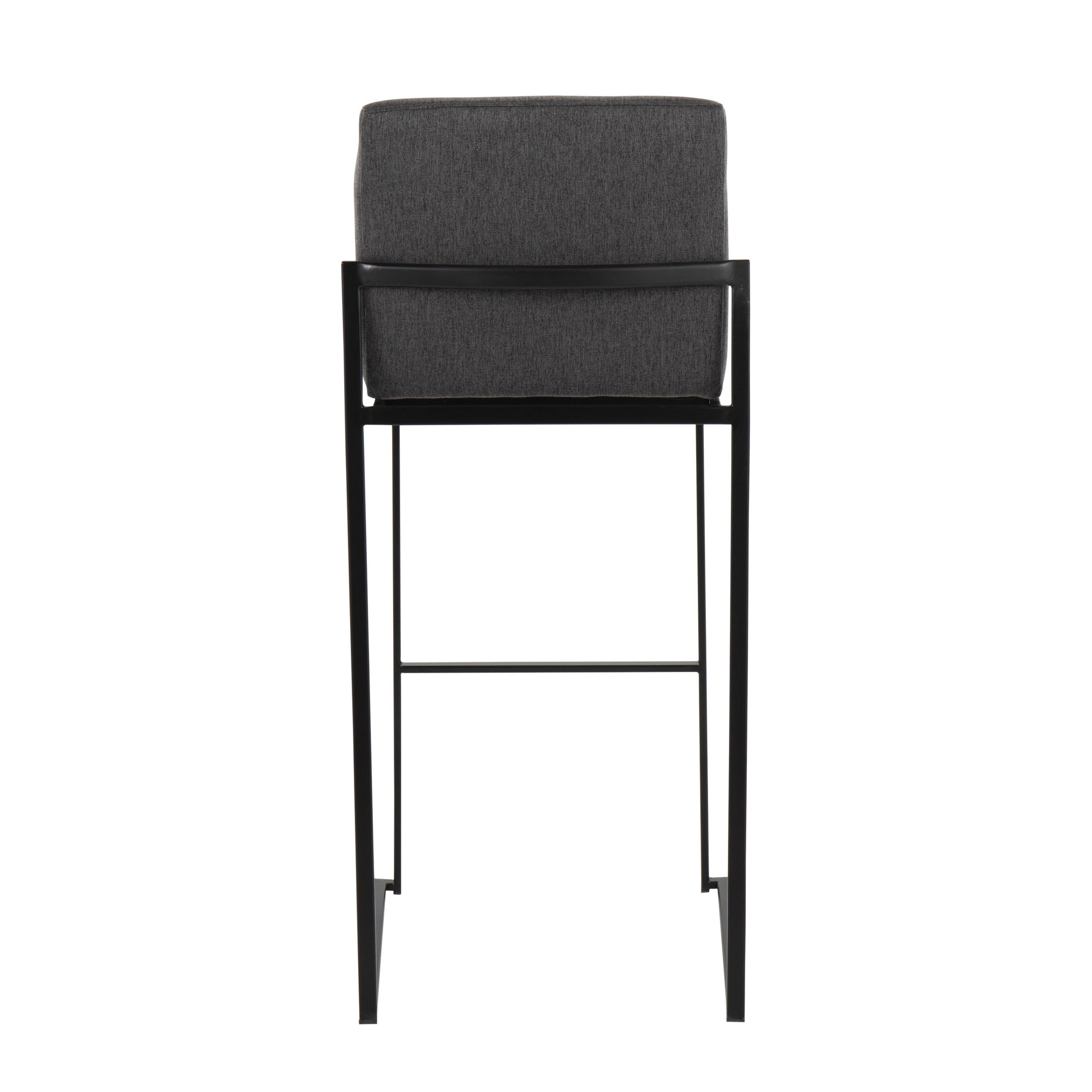 Fuji Black Steel Charcoal Fabric Contemporary Barstool 30 (Set of 3) 5 Fuji Black Steel Charcoal Fabric Contemporary Barstool 30 (Set of 3) - Image 5
