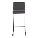 Fuji Black Steel Charcoal Fabric Contemporary Barstool 30 (Set of 3) 15 Fuji Black Steel Charcoal Fabric Contemporary Barstool 30 (Set of 3)