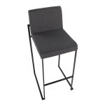 Fuji Black Steel Charcoal Fabric Contemporary Barstool 30 (Set of 3) 16 Fuji Black Steel Charcoal Fabric Contemporary Barstool 30 (Set of 3)