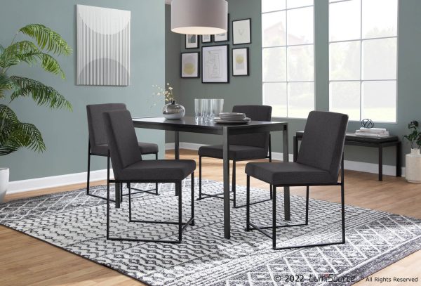Fuji Black Steel Charcoal High Back Contemporary Dining Chairs Set of 2 1