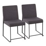 Fuji Black Steel Charcoal High Back Contemporary Dining Chairs (Set of 2)