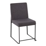 Fuji Black Steel Charcoal High Back Contemporary Dining Chairs (Set of 2)