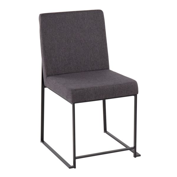 Fuji Black Steel Charcoal High Back Contemporary Dining Chairs Set of 2 4