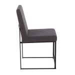 Fuji Black Steel Charcoal High Back Contemporary Dining Chairs (Set of 2)