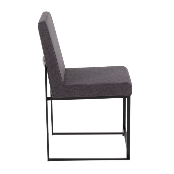 Fuji Black Steel Charcoal High Back Contemporary Dining Chairs Set of 2 5