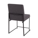 Fuji Black Steel Charcoal High Back Contemporary Dining Chairs (Set of 2)