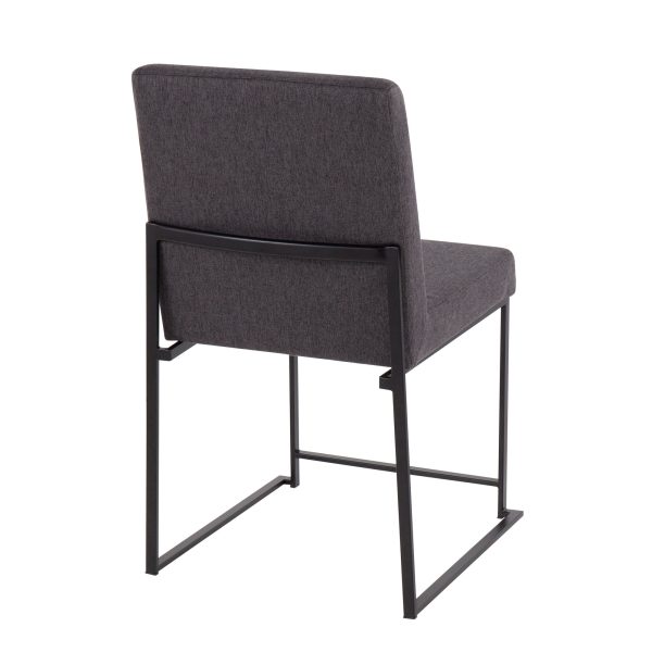 Fuji Black Steel Charcoal High Back Contemporary Dining Chairs Set of 2 6