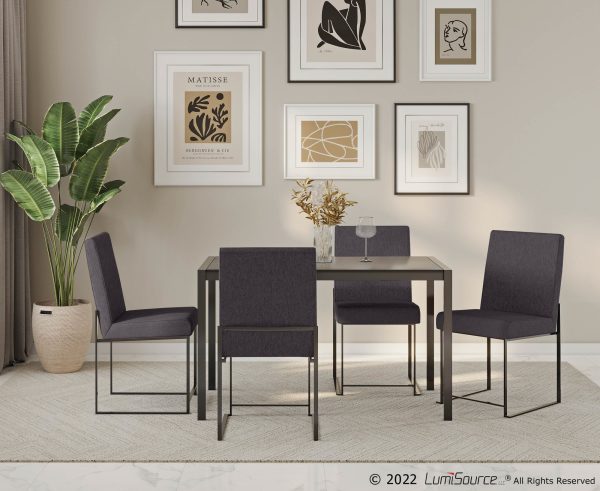 Fuji Black Steel Charcoal High Back Contemporary Dining Chairs Set of 2