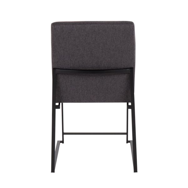 Fuji Black Steel Charcoal High Back Contemporary Dining Chairs Set of 2 7