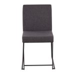 Fuji Black Steel Charcoal High Back Contemporary Dining Chairs (Set of 2)