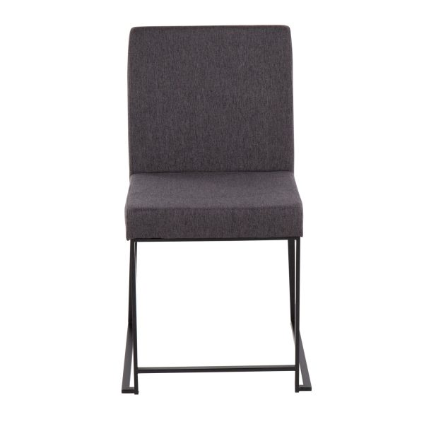 Fuji Black Steel Charcoal High Back Contemporary Dining Chairs Set of 2 8
